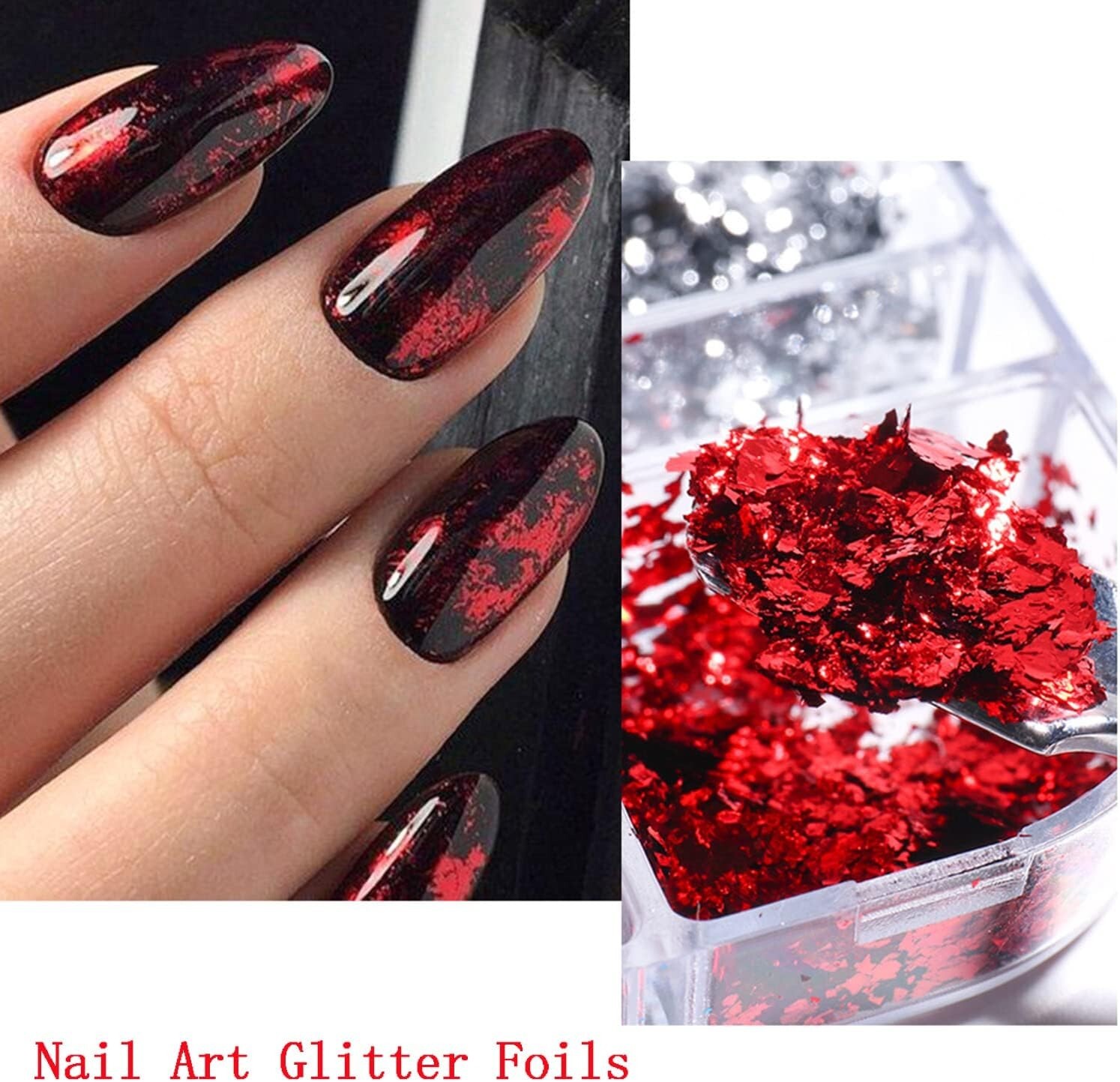Holographic Nail Glitter Foils, 12 Colors Sparkly Ultra-Thin Aluminum Foil Nail