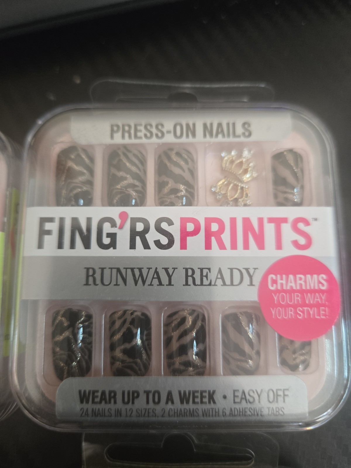 FING’RS PRINTS PRE-GLUED NAILS, RUNWAY READY, 4-Pack. (24 COUNT Per-PACK) (G1)