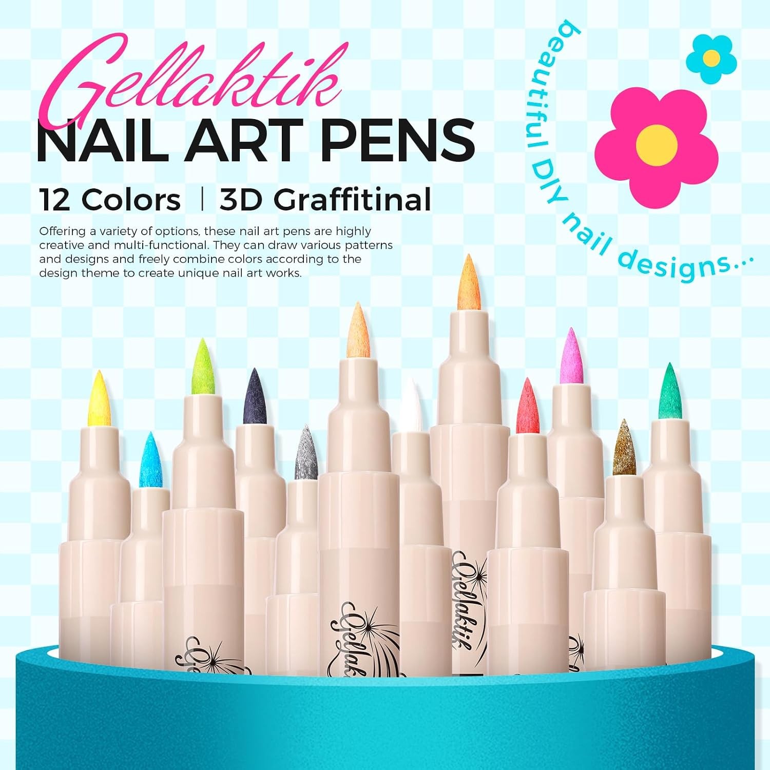3D Waterproof Quick Dry Nail Art Pens 0.7mm White Nail Art Supplies DIY Nail