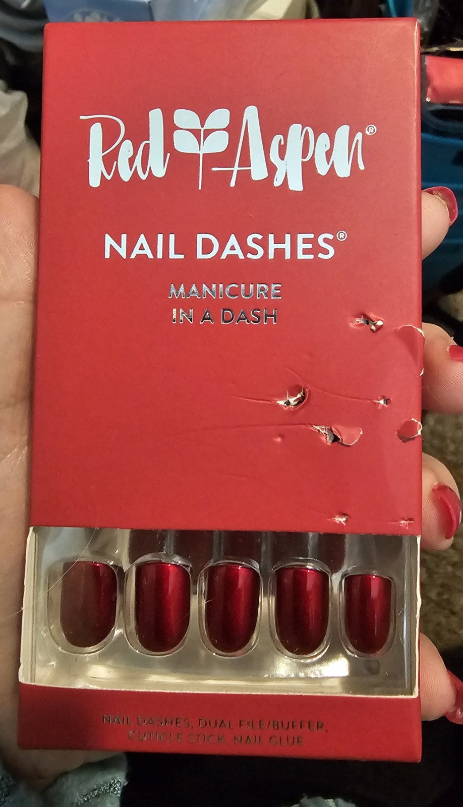 Red Aspen Nail Dashes Roses For Ruby