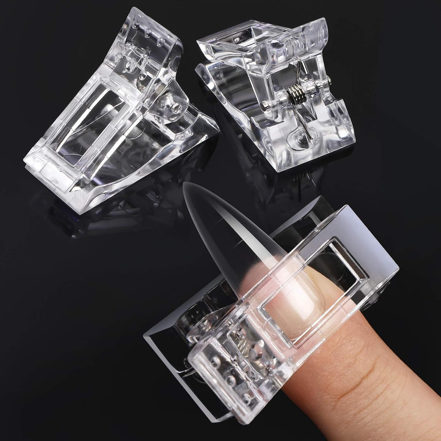 5 Pcs Poly Gel Quick Building Nail Tips Clip Plastic Transparent Finger Extensio