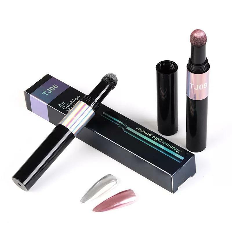 Nail Chrome PEN Mirror Powder Air Cushion Solid 14 Colours Dust Holographic Red