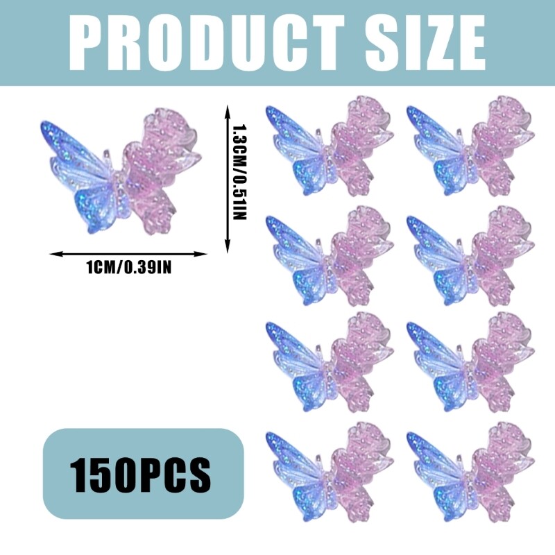 5 Packs 3D Butterfly Colorful Nails Art for Party Wedding