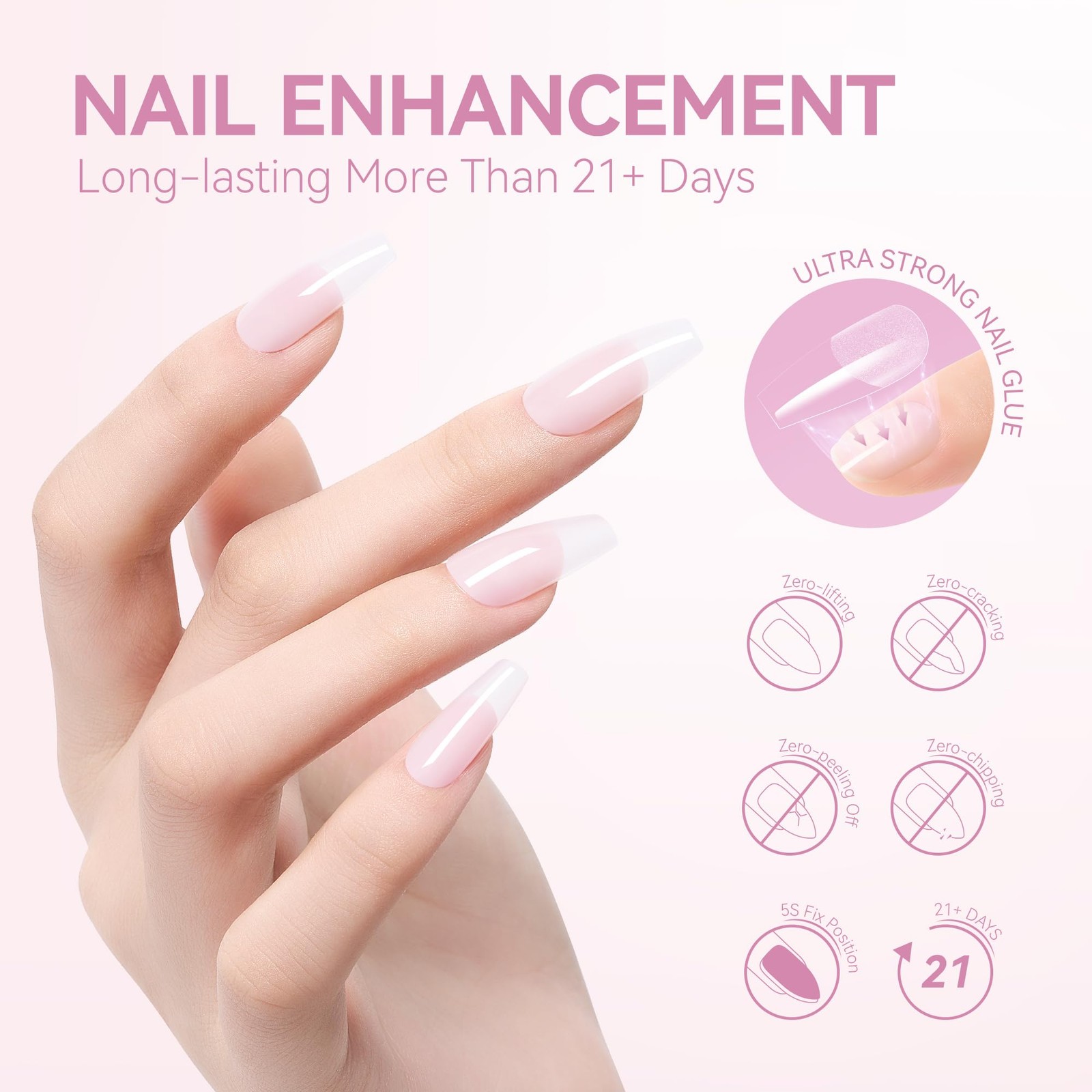 6-in-1 Jelly Nail Builder Gel: Sheer Baby Pink UV Rubber Base Gel for Apex Bu…