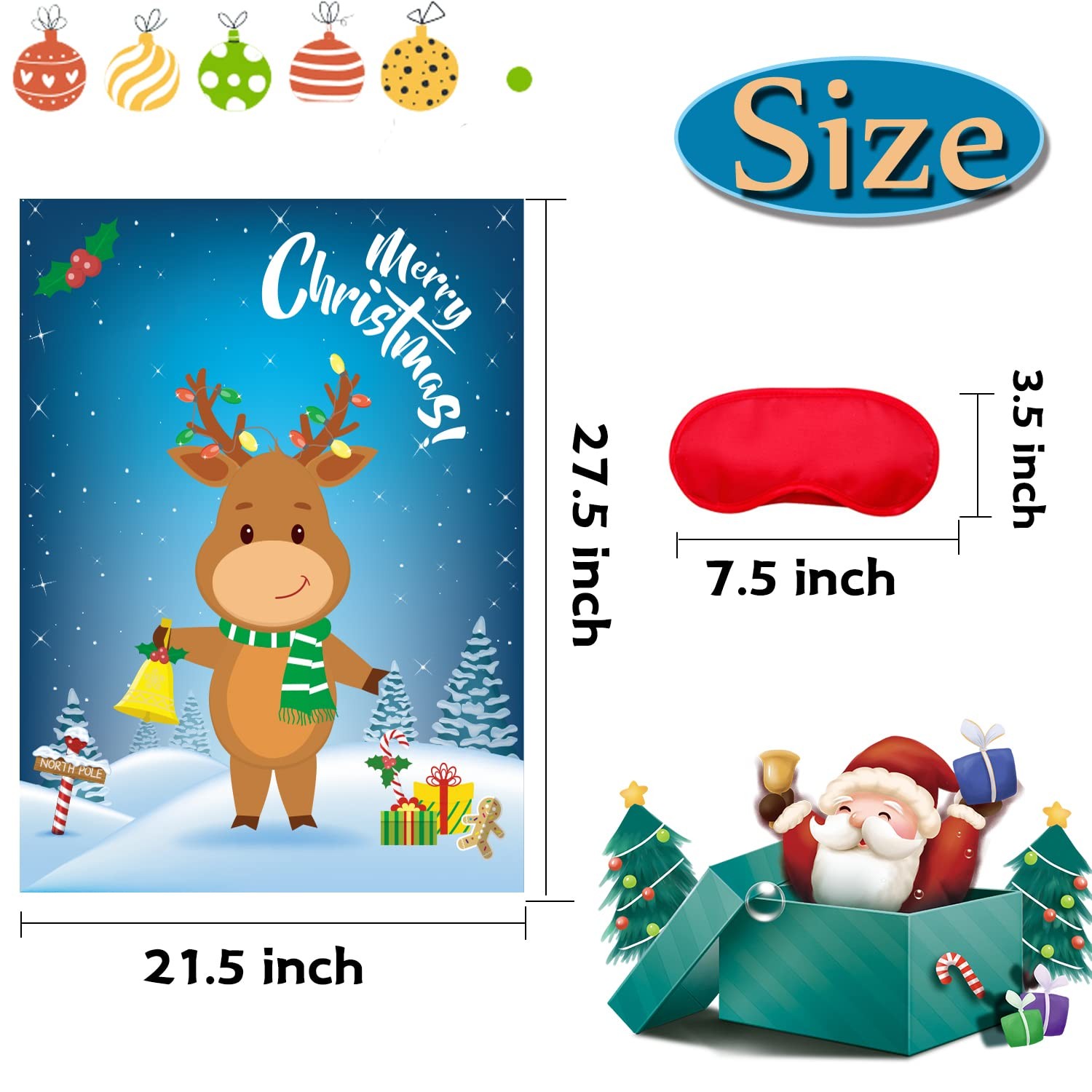 Funnlot Christmas Games 27 inches x 21 inches, Pin the Nose on Reindeer