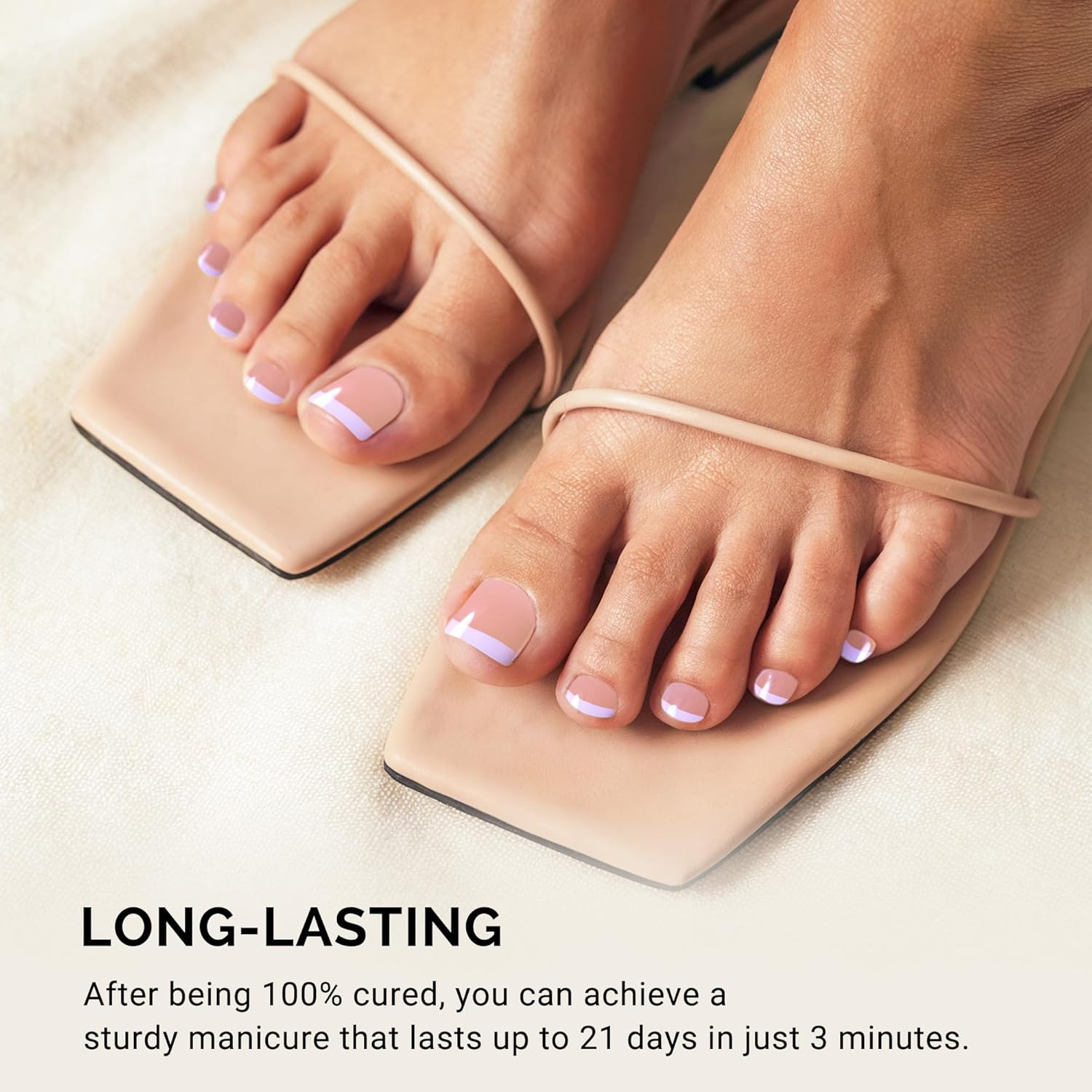 32Pcs Semi Cured Gel Toe Nail Strips (White French Tips), Pedicure Stickers f…