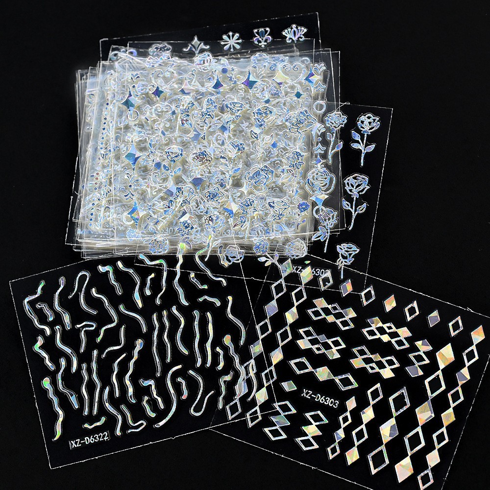 30Pcs Set Nail Art Stickers Decal Flower Lace Rose Heart Slider Manicure N363