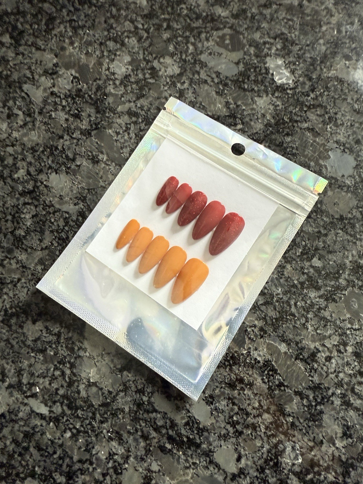 Yellow And Glitter Red Press On Nails Medium Length Almond Shape
