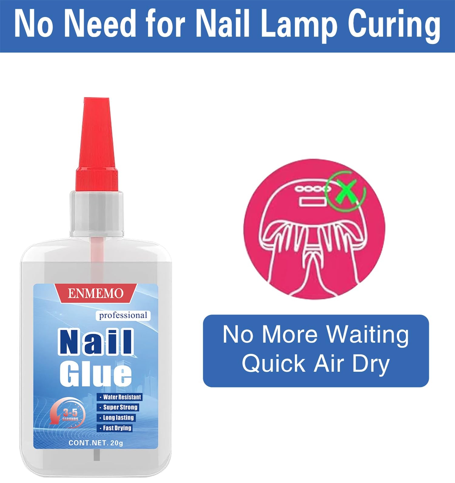 ENMEMO 20ml Nail Glue with Brush
