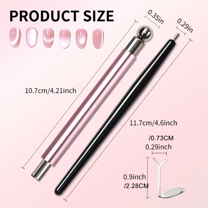 Cats Eye Nail Magnet Tool Set for Cats Eye Gel Polish Double Head Pen