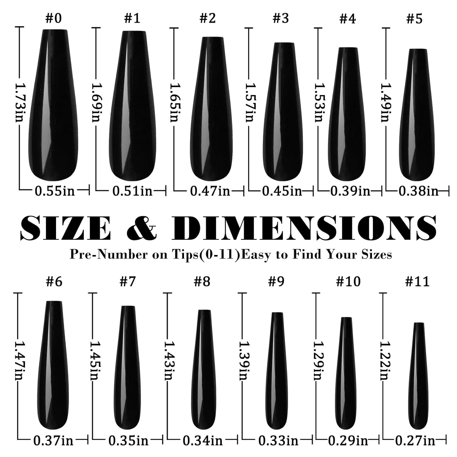 XXXL Extra Long Press on Nails Coffin Glossy Black Fake Nails Full Cover
