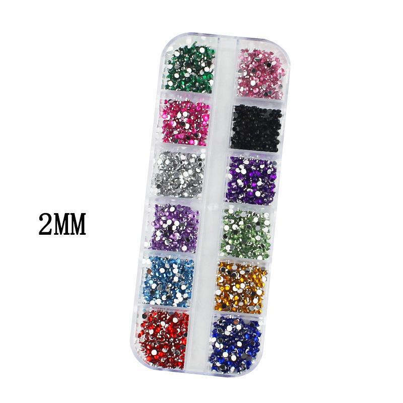 3000Pcs Nail Art Flat Back Crystal Rhinestone 1.5mm 2.0mm Dazzling Diamonds 3D D