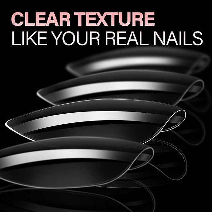 Short Almond Nail Tips, 15 Sizes 240PCS Preshaped Soft Clear Gel Nails Tips Full