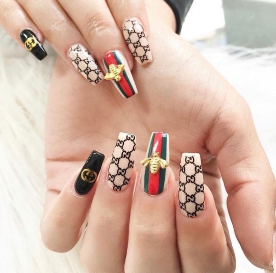 NWT NAIL ART DESIGN SELF-SEAL STICKERS SOLID TAN, RED, GREEN, & BLACK N°33!