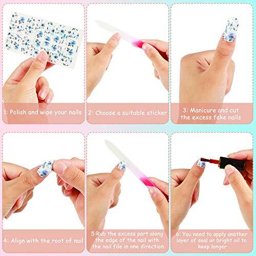 168 Pieces 12 Sheets Full Wraps Nail Polish Stickers Flower Print Bright Style