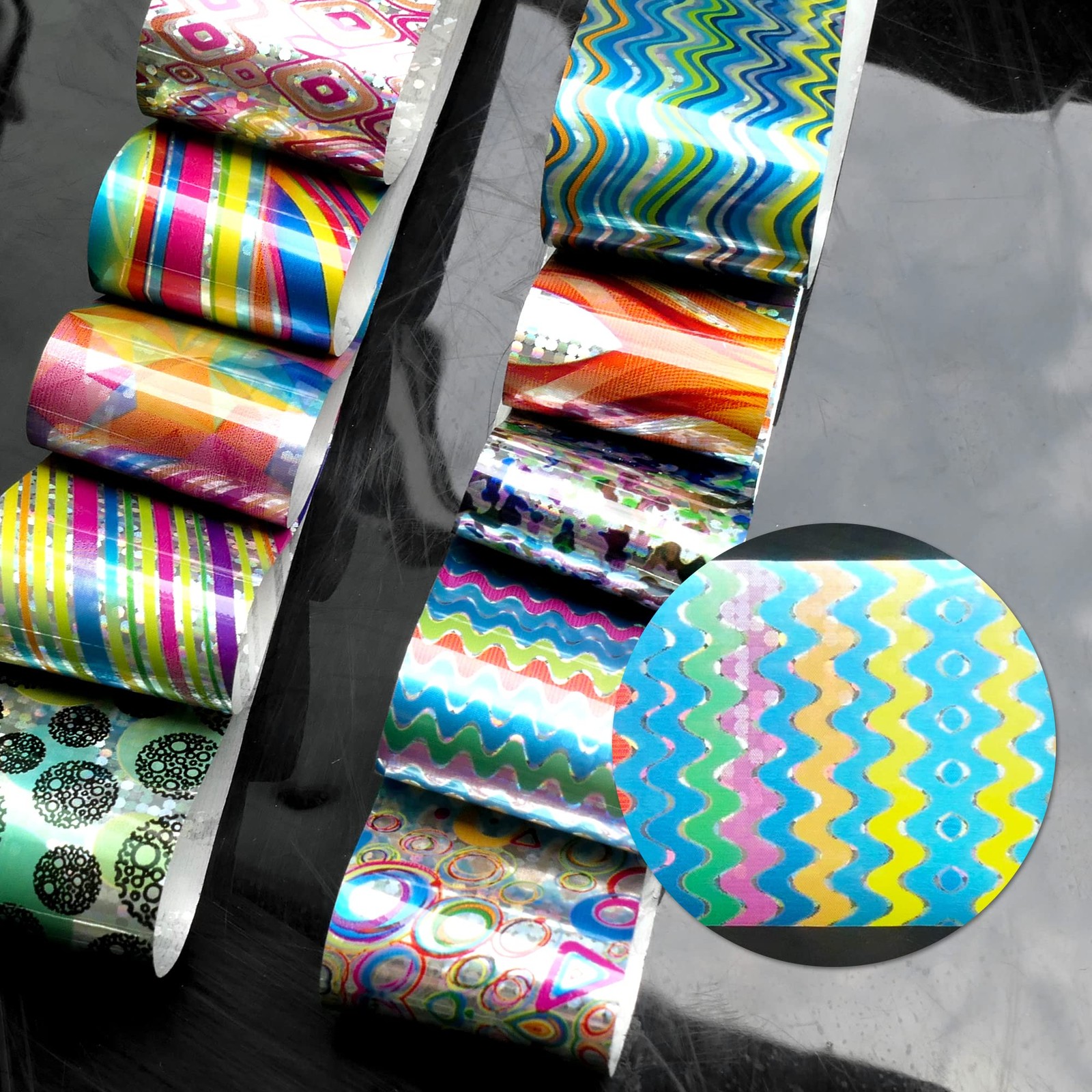 AddFavor 30 Roll Nail Foil Transfer Sheets Holographic Colorful Multicolor