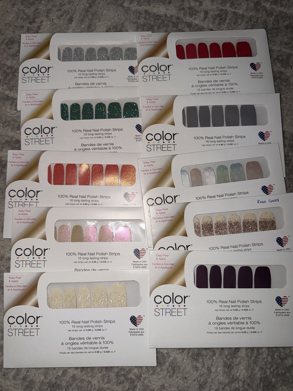 10 Set Color Street Nail Polish Strips Multicolor Glitter Pre-Designed Nail Art