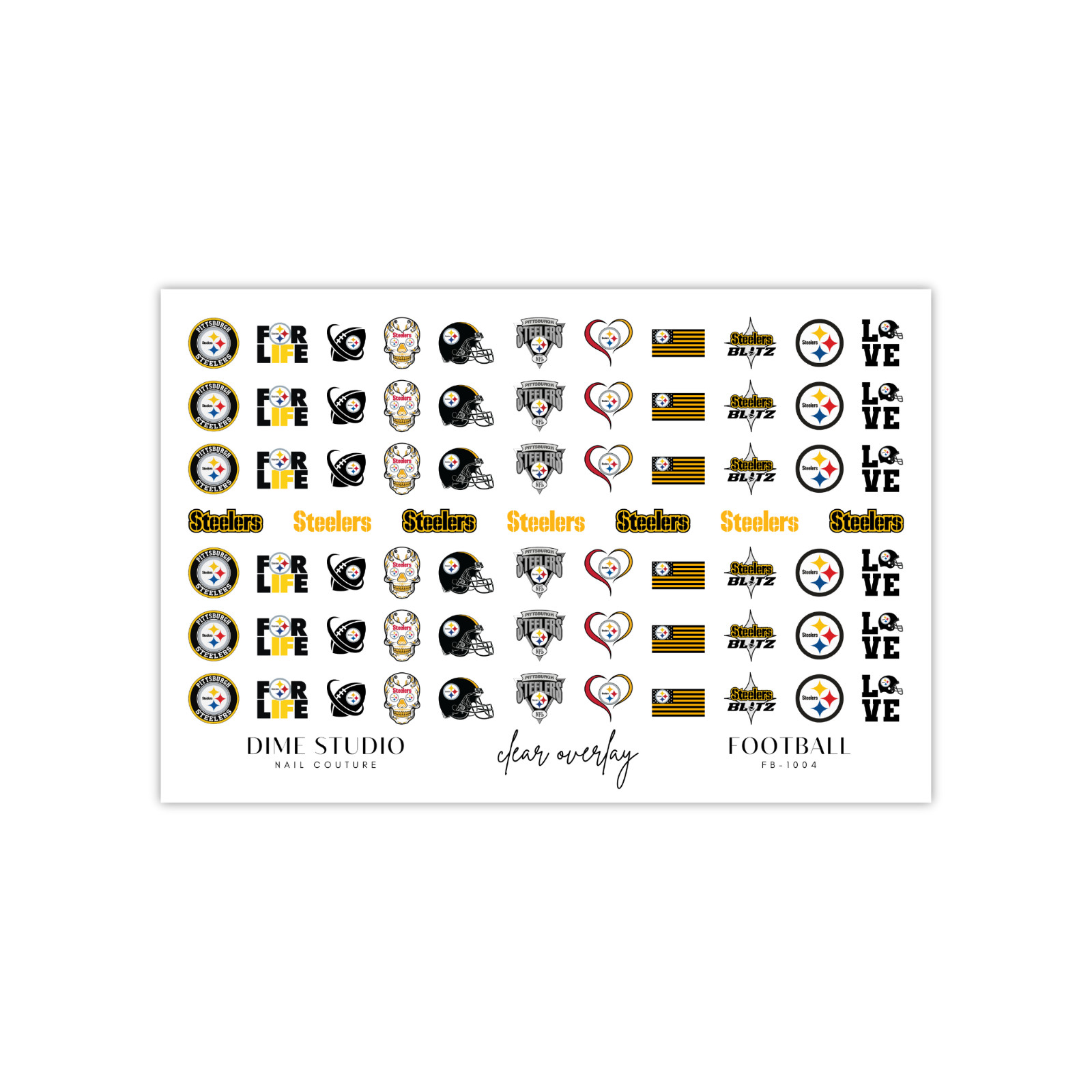 Pittsburg Steelers Football Nail Decals Clear Waterslide Overlay