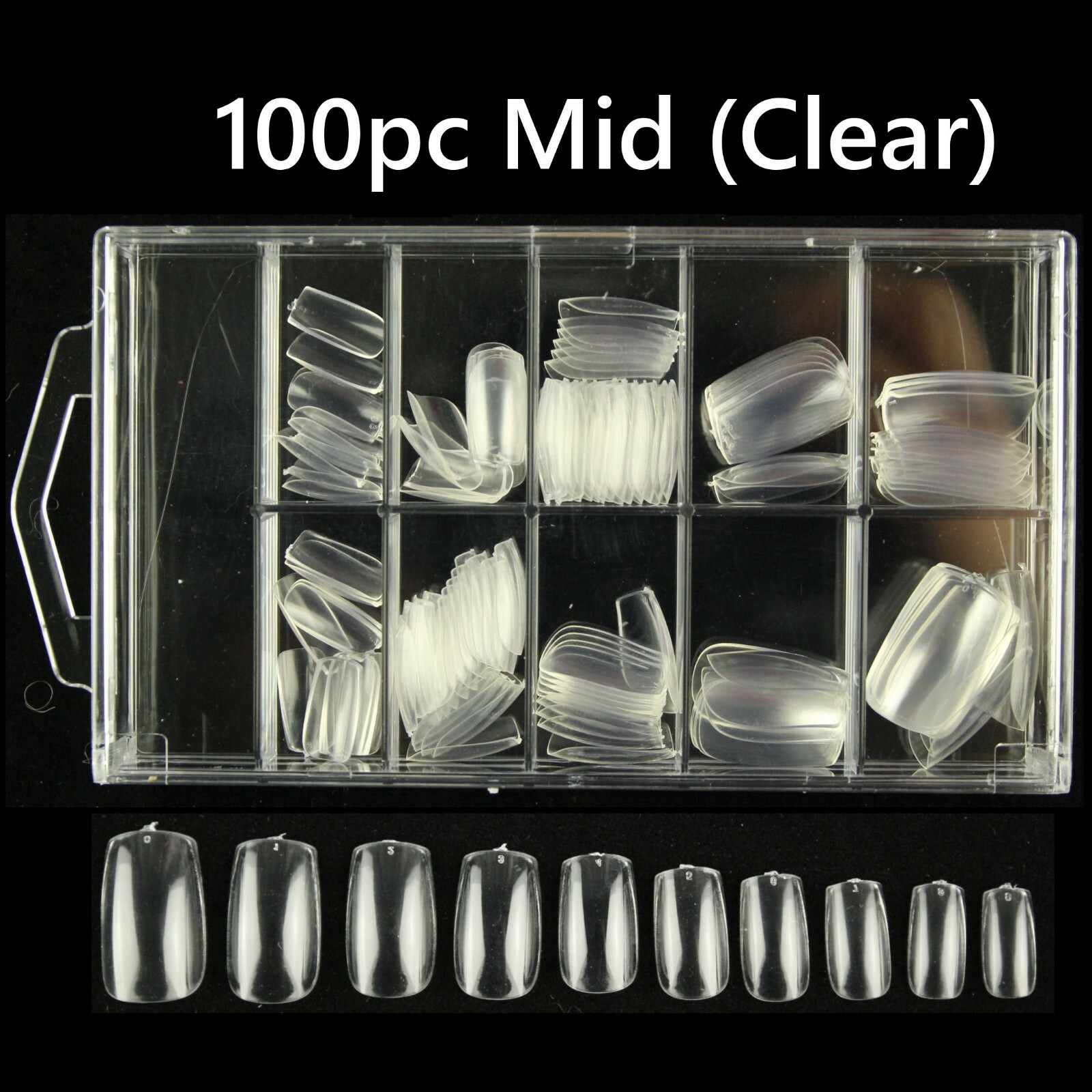 100pc Mid length Full Cover Nail Tips Metallic Gold Silver False nails Square