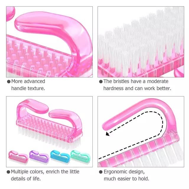 Nail Brush Set 4 Pcs Plastic Handle Fingernail Scrubber for Hands Feet Toes Pets