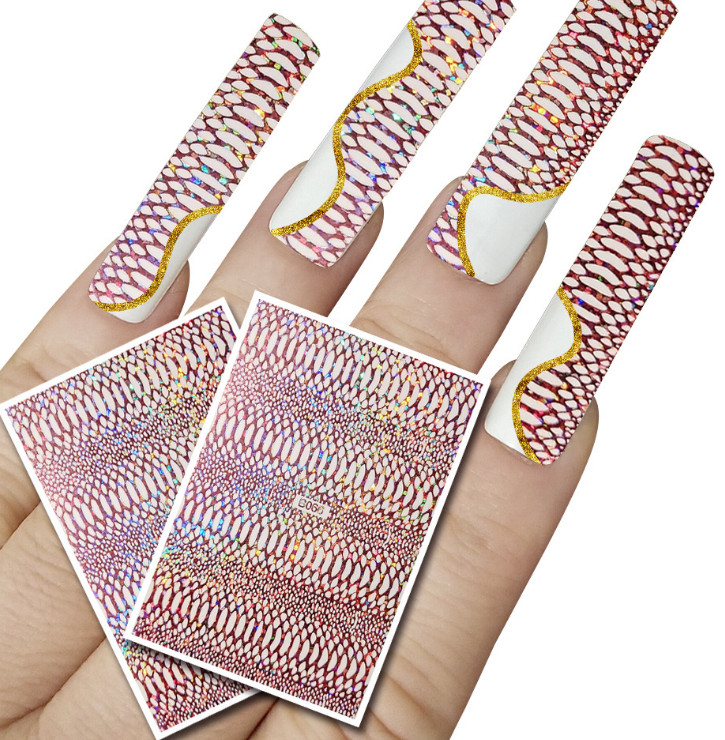 12Pcs/Bag Nail Art Popular Snake Pattern Hollow Nail Stickers Set Nails Art NS32