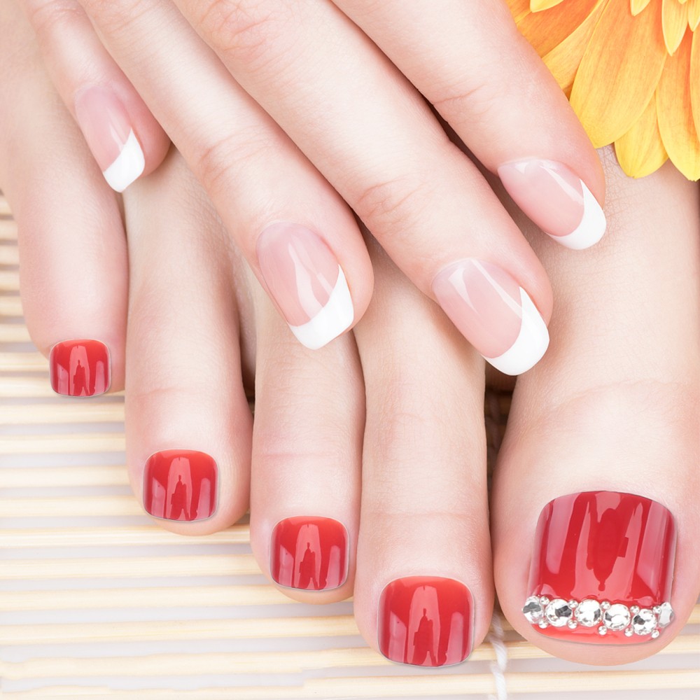 2Sets Red False Toenails Full Cover Nail Tips Perfect for Nail Art and Festivals