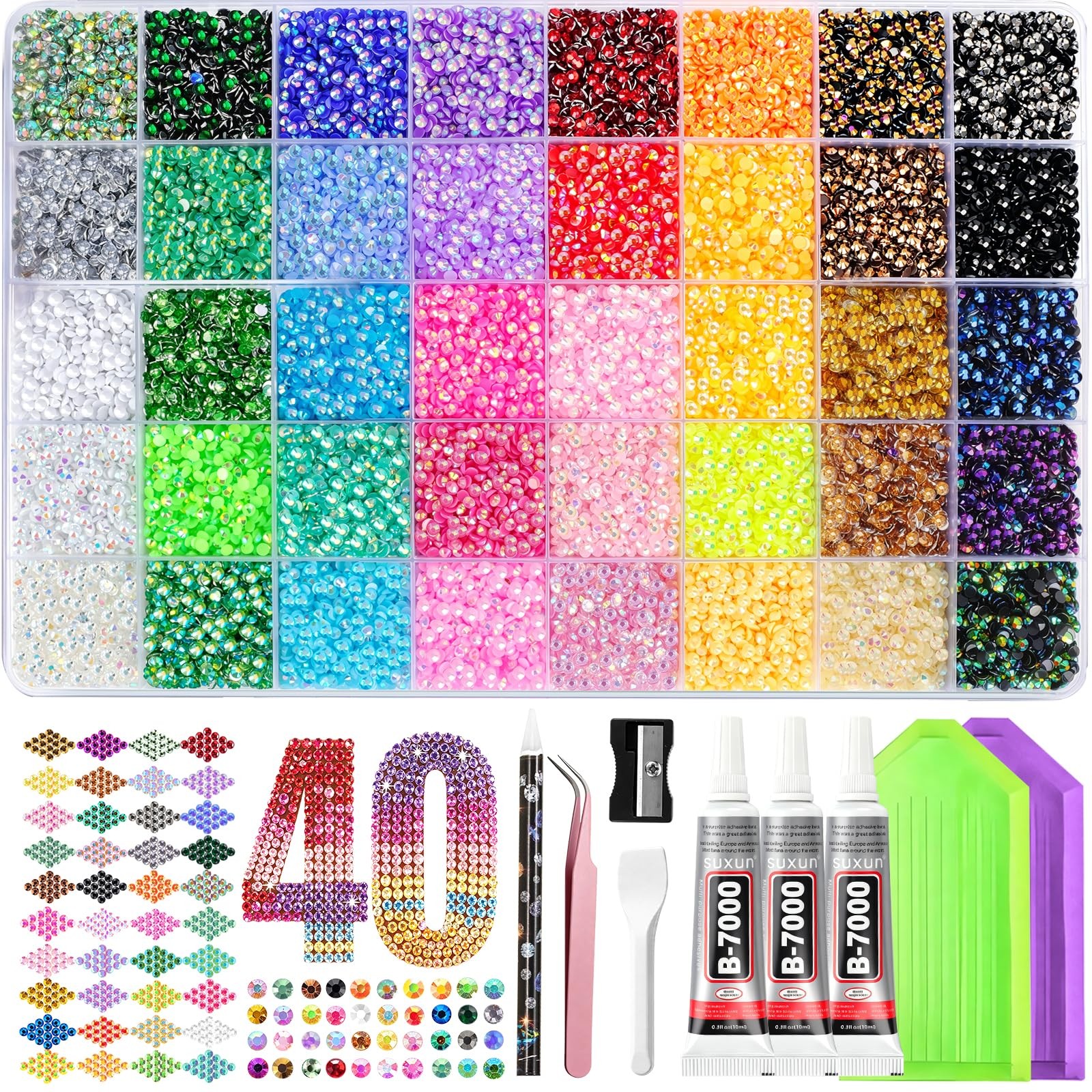 50000Pcs Bedazzling Kit, 3mm Resin Jelly Bedazzler Kit with Rhinestones