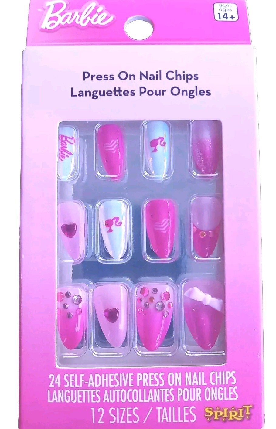 Barbie Press On Nail Chips 24 Count With 12 Sizes Ages 14+ Adults New