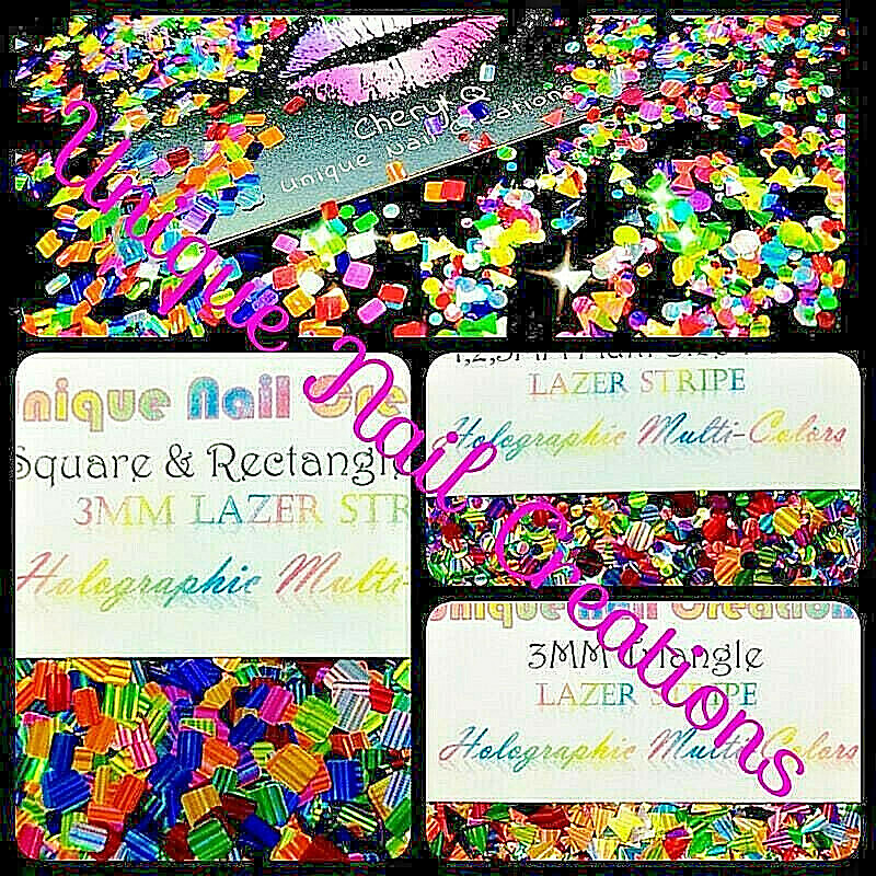 DOT/TRIANGLE/RECTANGLE~LAZER HOLO~U Pick~Nail Art•Acrylic•Gel•Body Art•Face•Fest