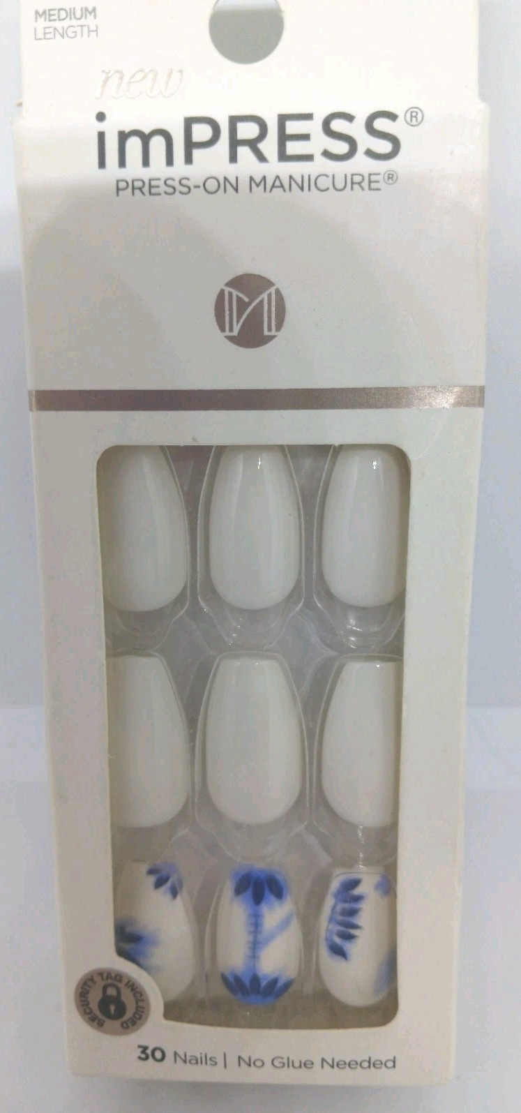 Kiss Impress press on nails medium length, 1-30 tye dye white blue new