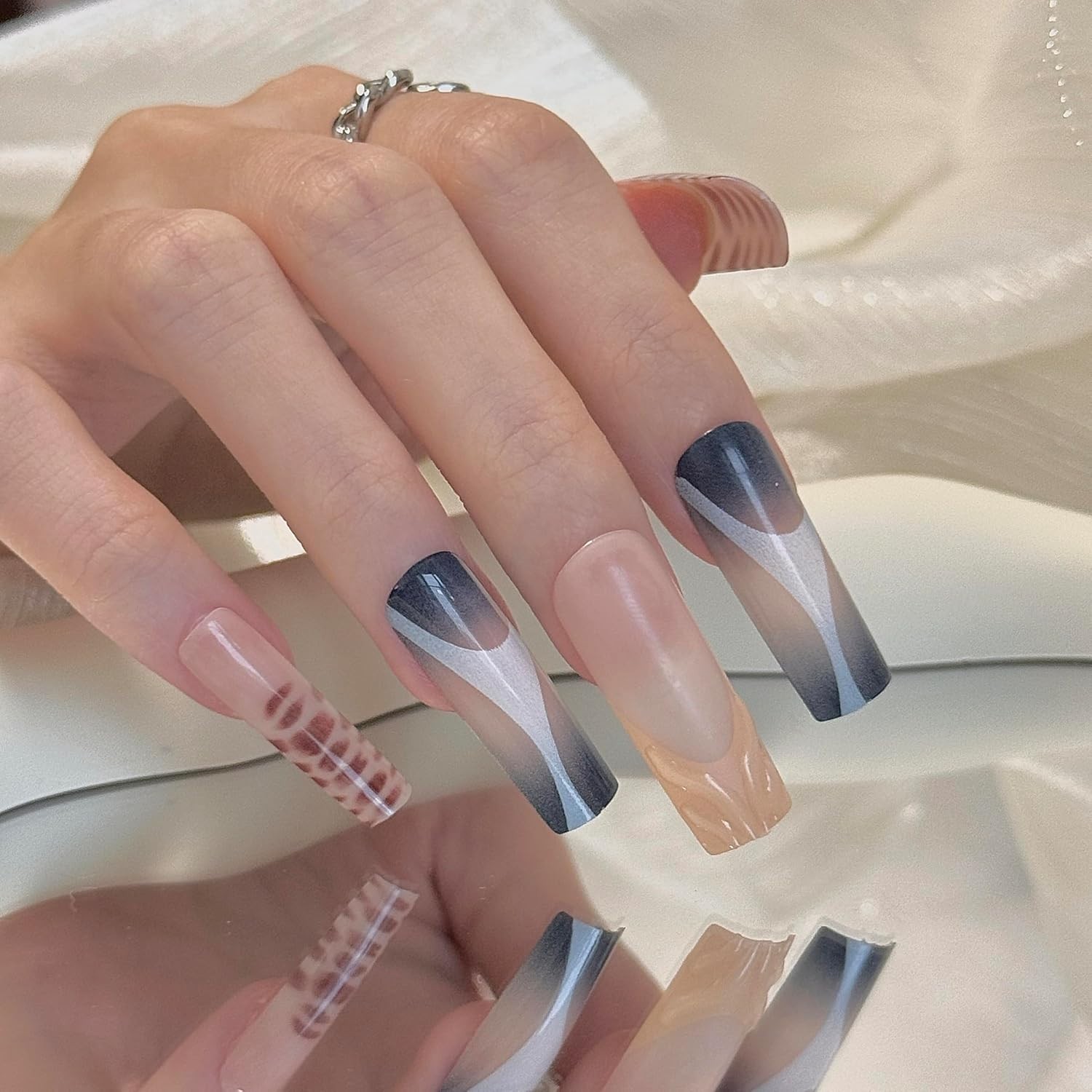 Trendy 24 Pcs Square Press on Nails – Long Acrylic Tips for Effortless Glam