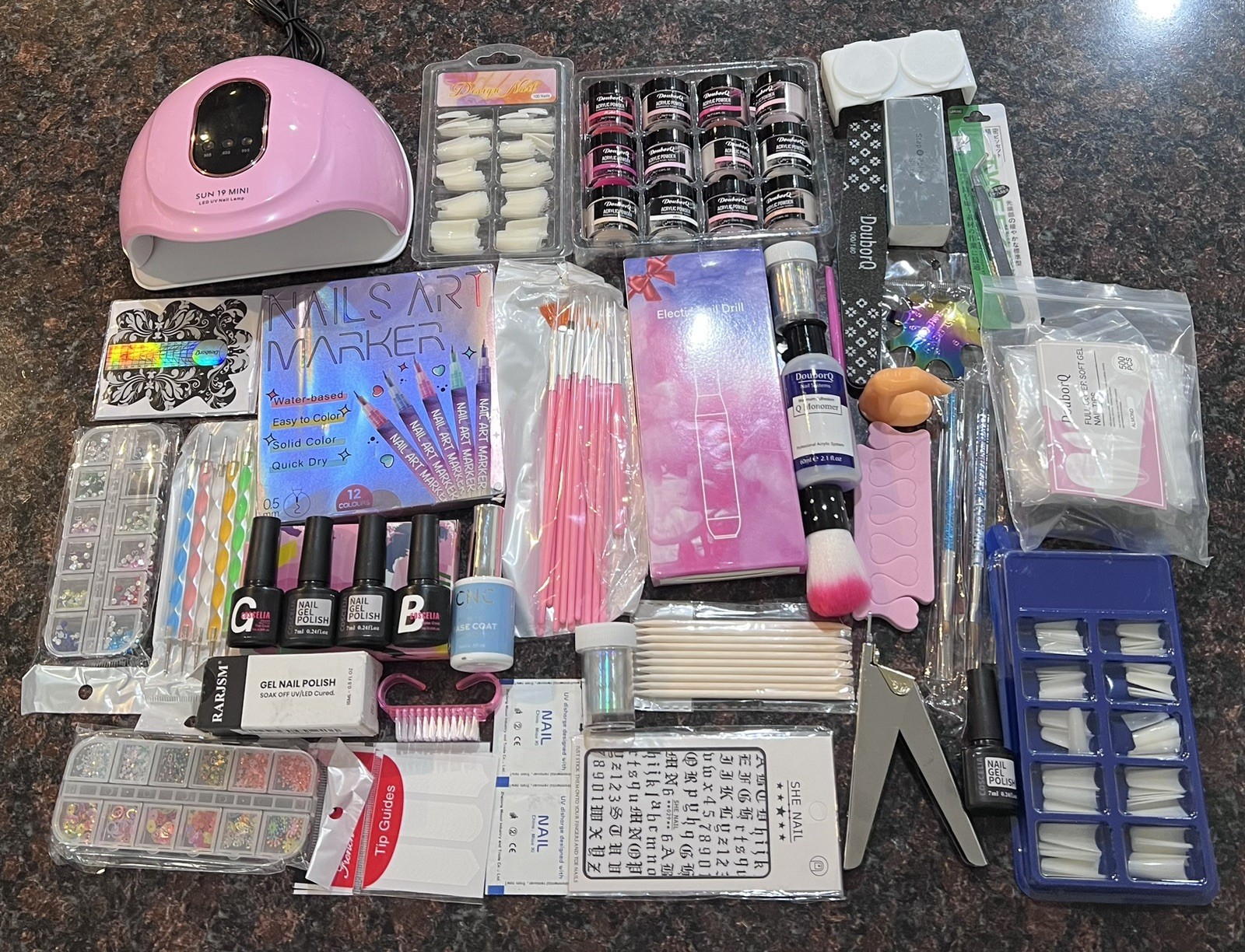 DouborQ Nail Kit- Acrylic Set, Nails, Nails Accessories, With Drills, UV Light