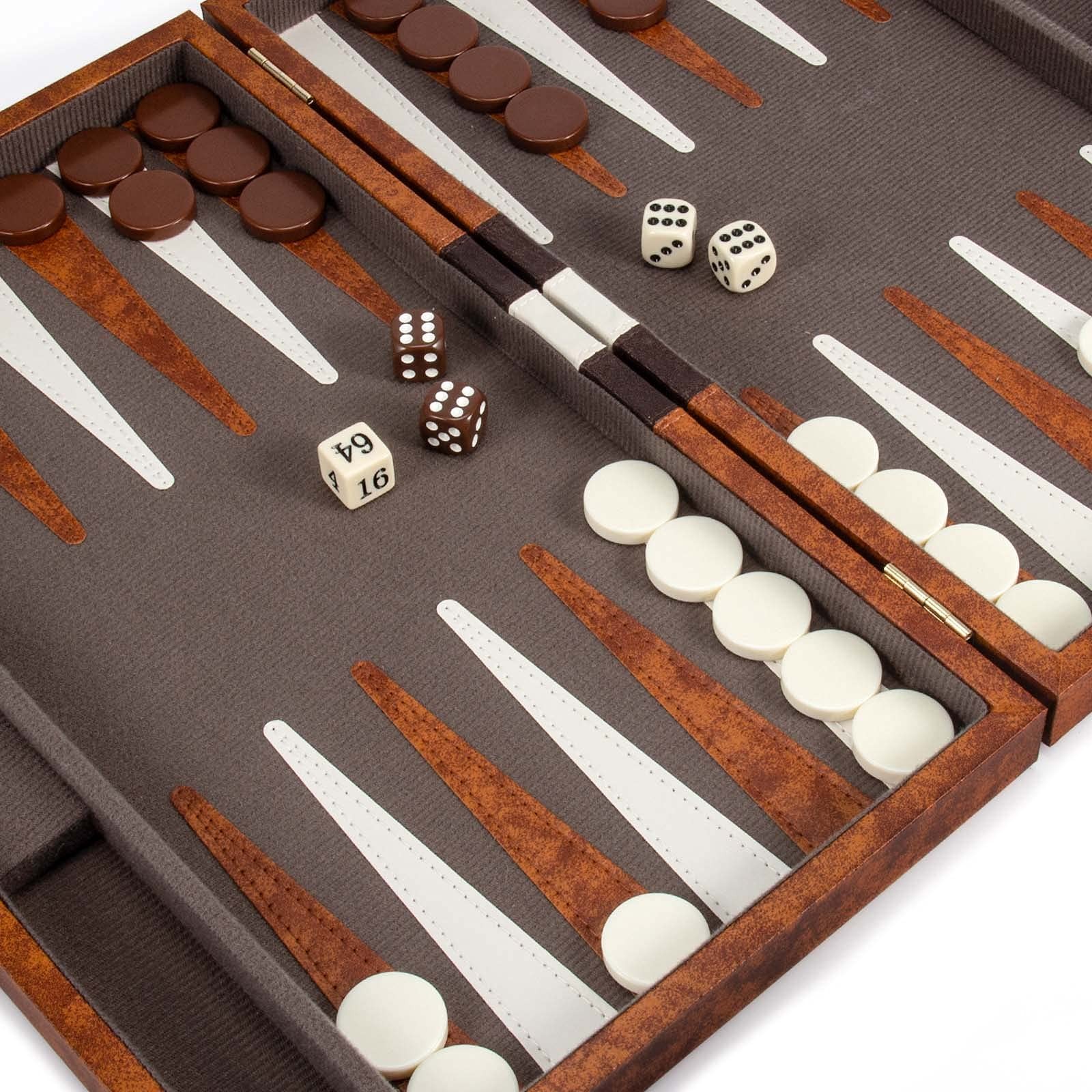 AMEROUS Backgammon Set, 15 Inches Classic Board Game with Medium, Brown