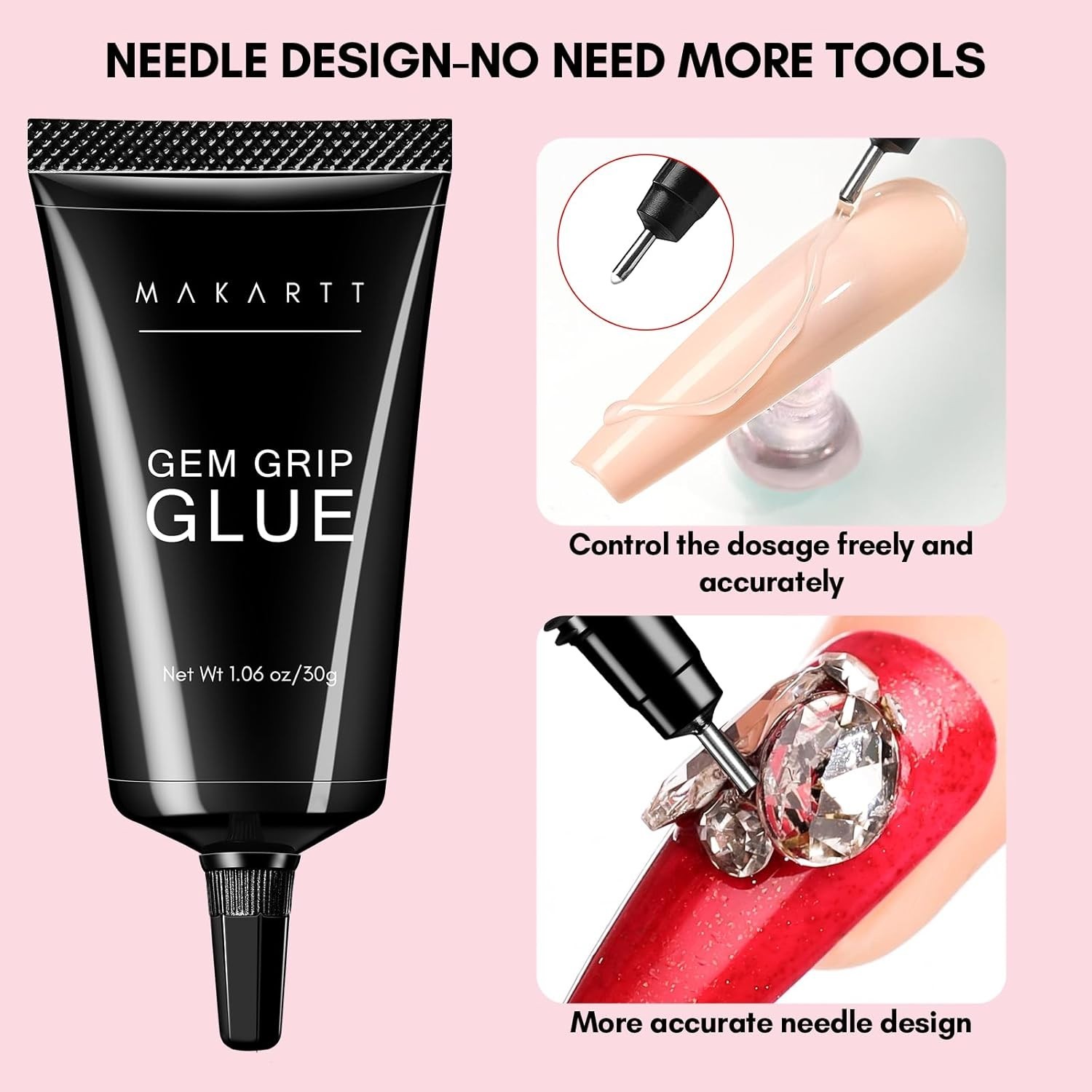 No Wipe Rhinestone Glue Gel – 30G Non-Toxic Nail Adhesive for Stunning Art