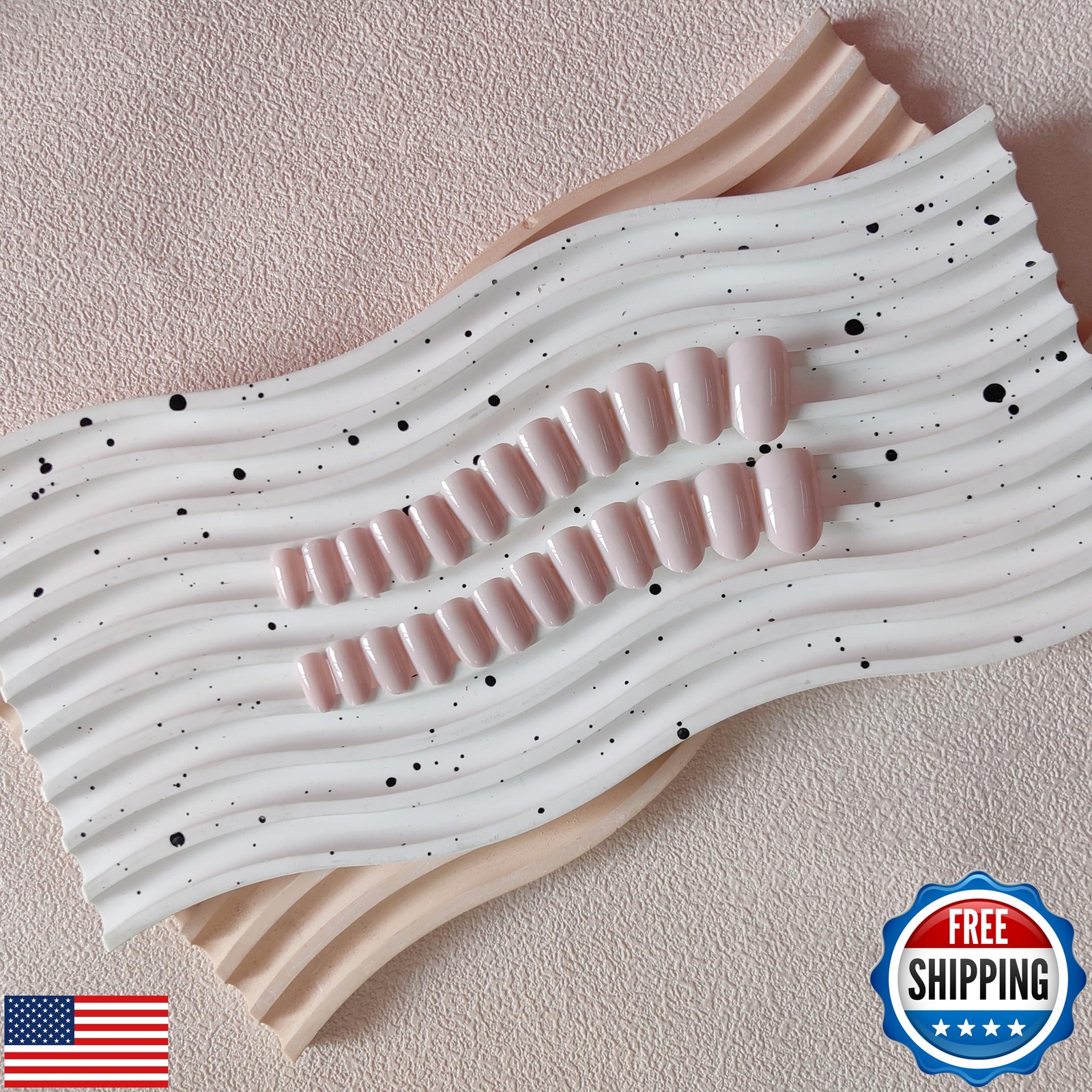 Dusty Baby Pink Press on Nails Short Oval Round Nails Glue on, SXVME Short Fa