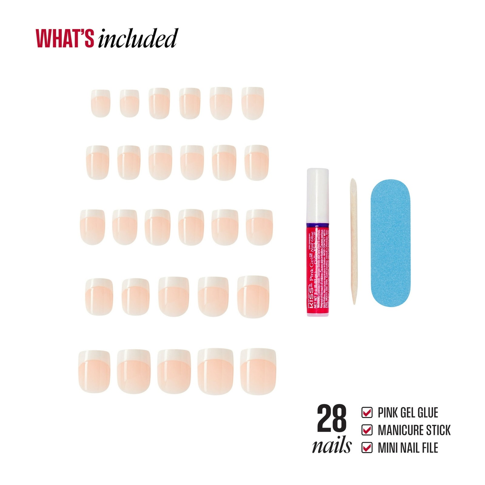 Broadway by Kiss French Tip Press On Nails, ‘String of Pearls’, White, Short Squ