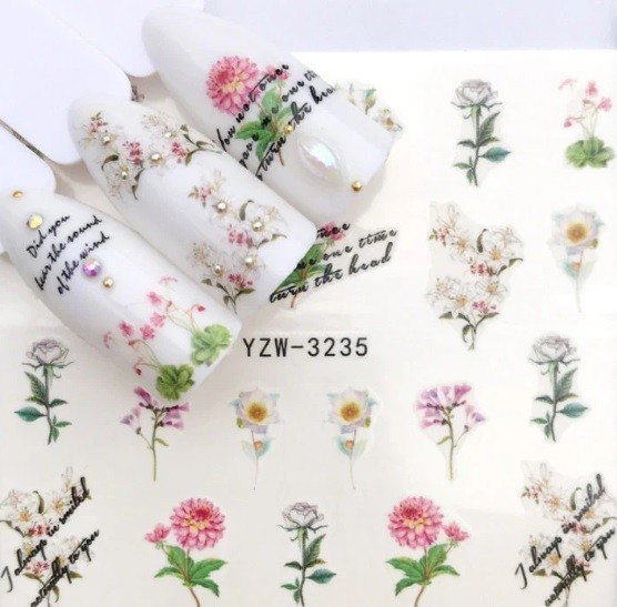 Flower, Floral Nail Art Water Decals DIY Nail Wraps.(Group 2)