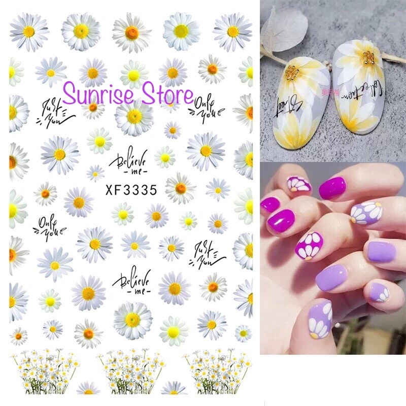 3D Nail Art Sticker Daisy Flower Floral Decals Manicure Peel & Stick DIY