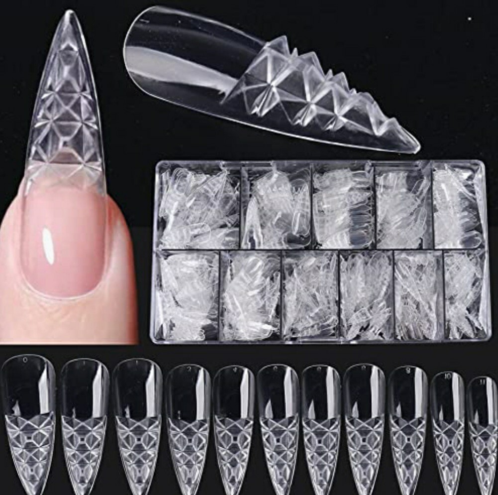 Clear Fiberglass mosaic Design False Nail Art Tips UV Gel Acrylic Nails 408pc ap