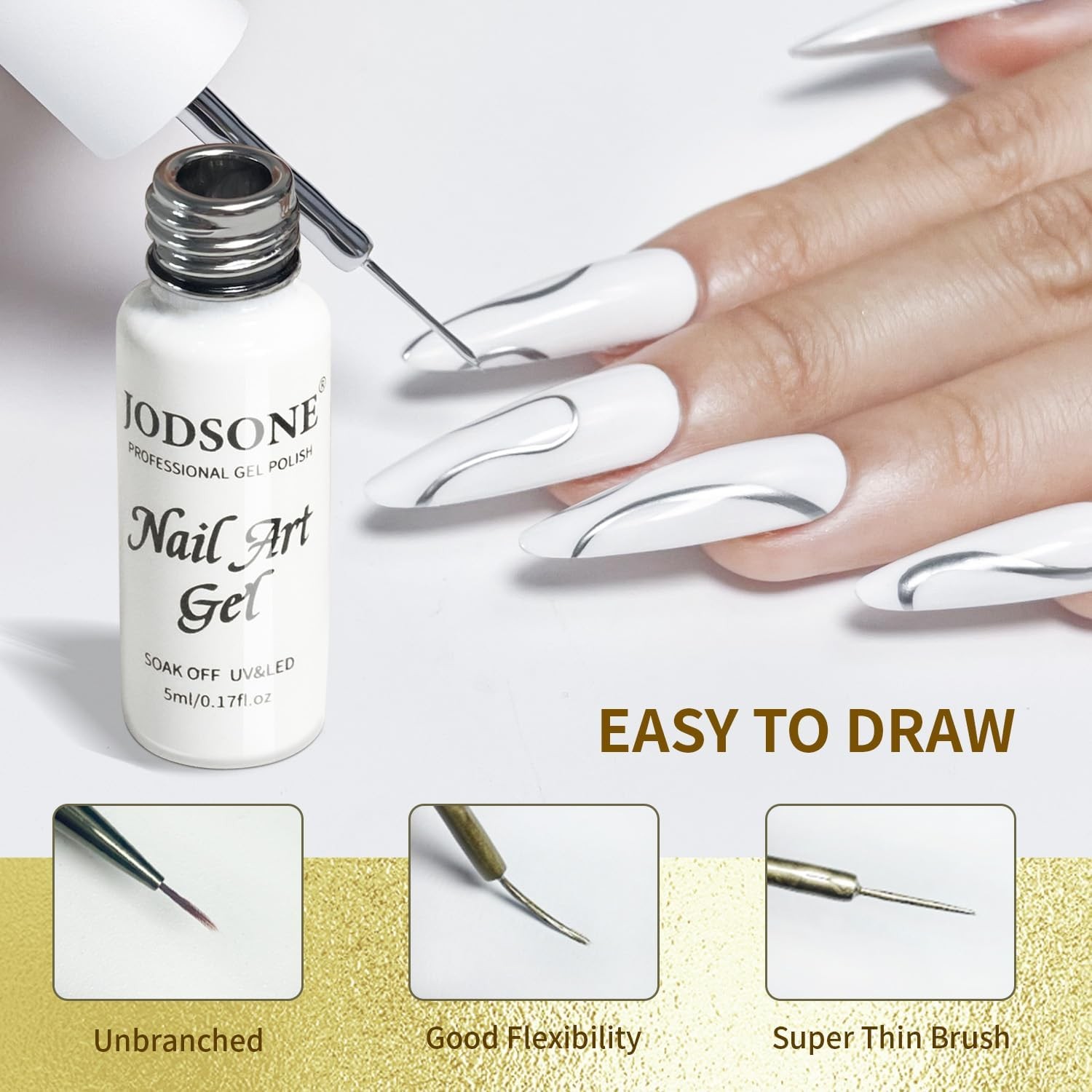 Metallic Nail Art l Liner Gold Mirror Chrome and Siery 3D