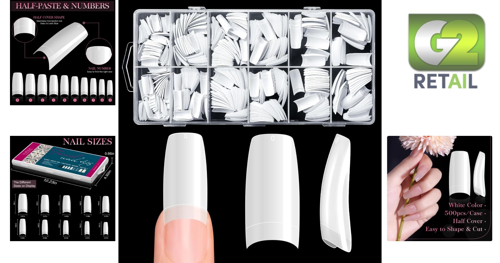 Professional French Acrylic Nail Tips – 500PCS Flexible Half Cover for Salons
