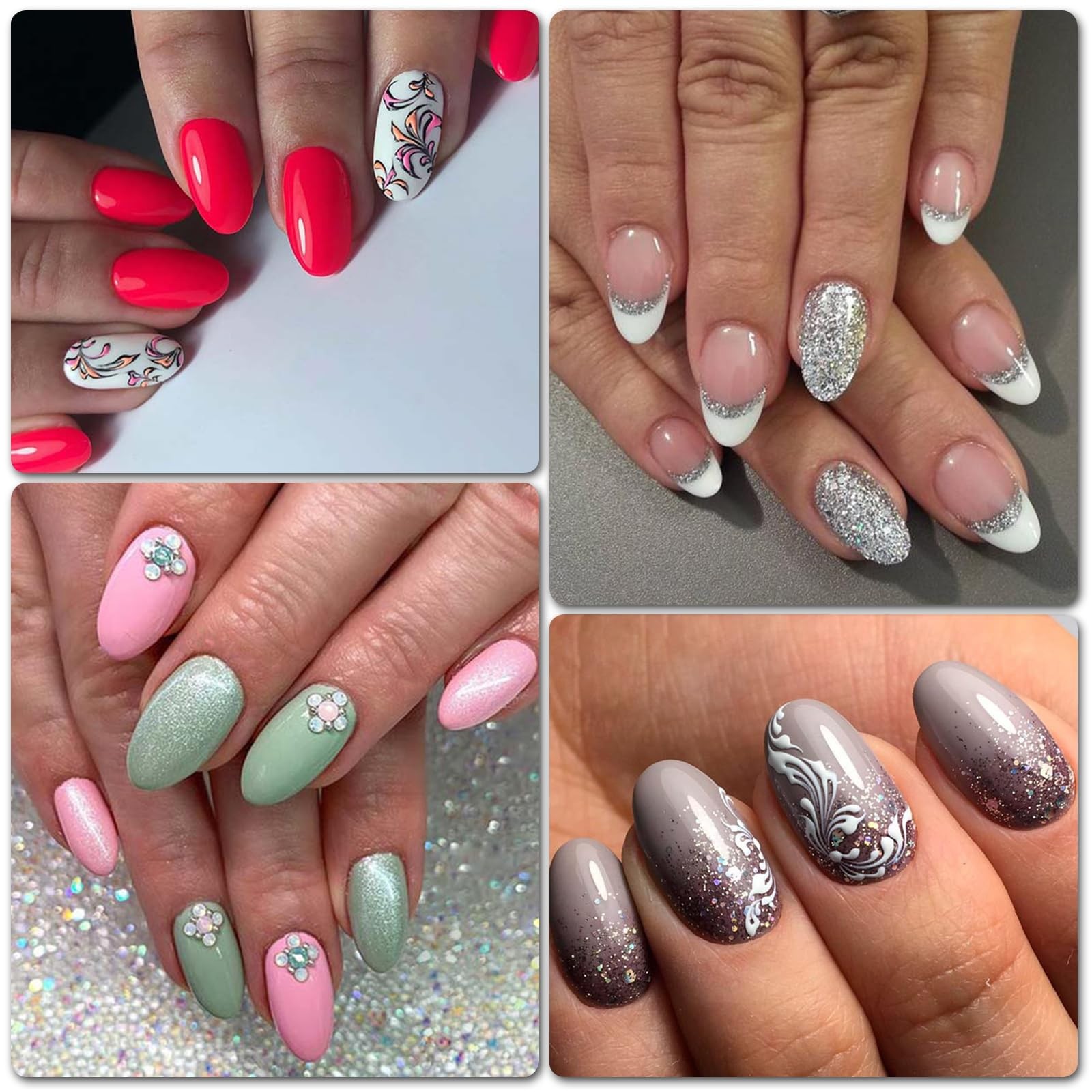 LuckForever 360pc Oval Press on Nails Short Fake 12 Sizes (0-11)