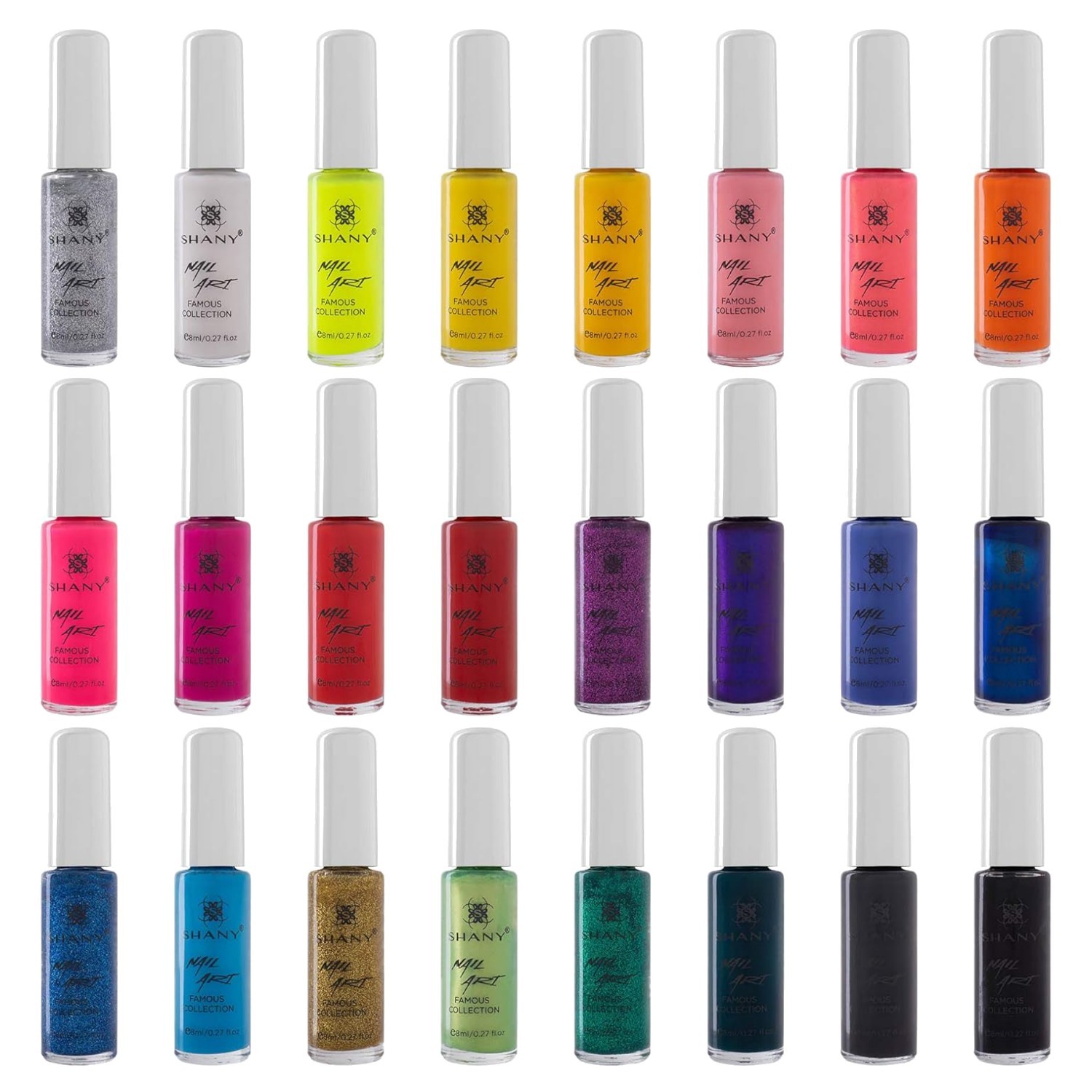 Creative Nail Art Kit: 24 Colors Including Glitter, Pearls & Neon Shades