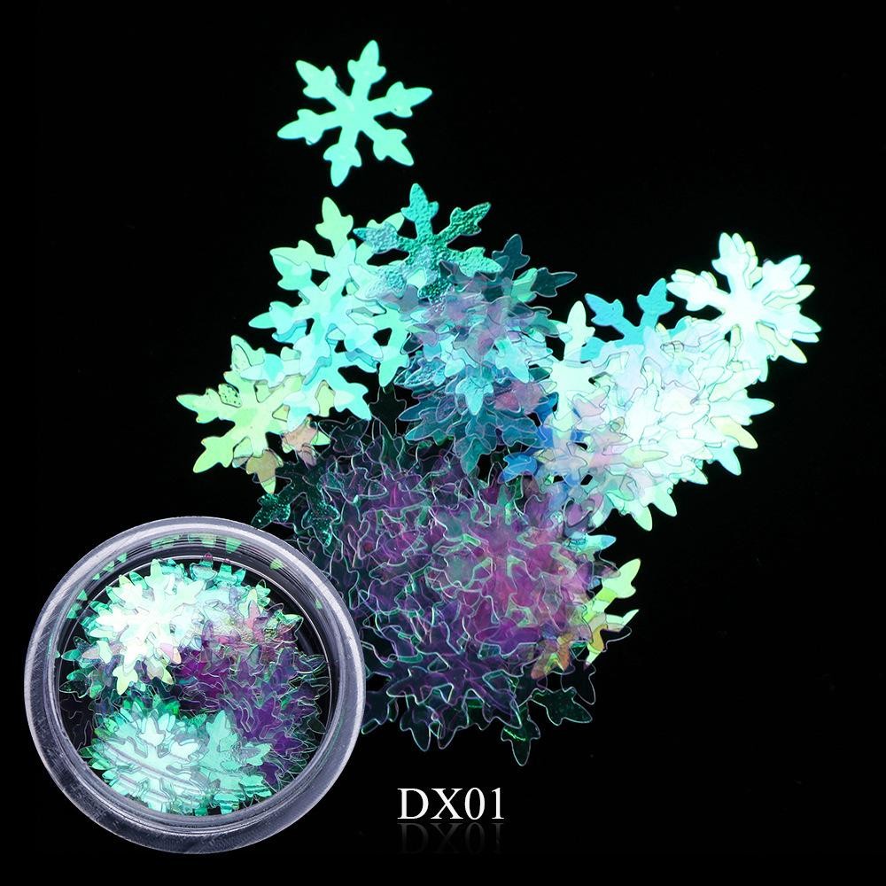 10mm Large Snowflake Nail Glitter, Holiday Nail Art Sequins in Storage Bottle