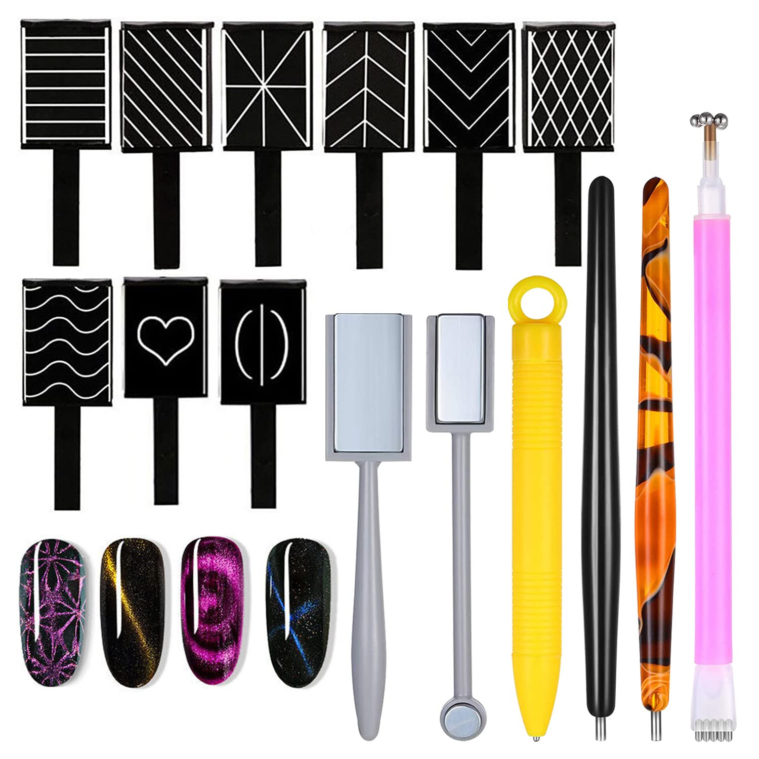 15Pcs Cat Eye Nail Magnets Pens for Cat Eye Nail Art Tools Gradient Design Cat E