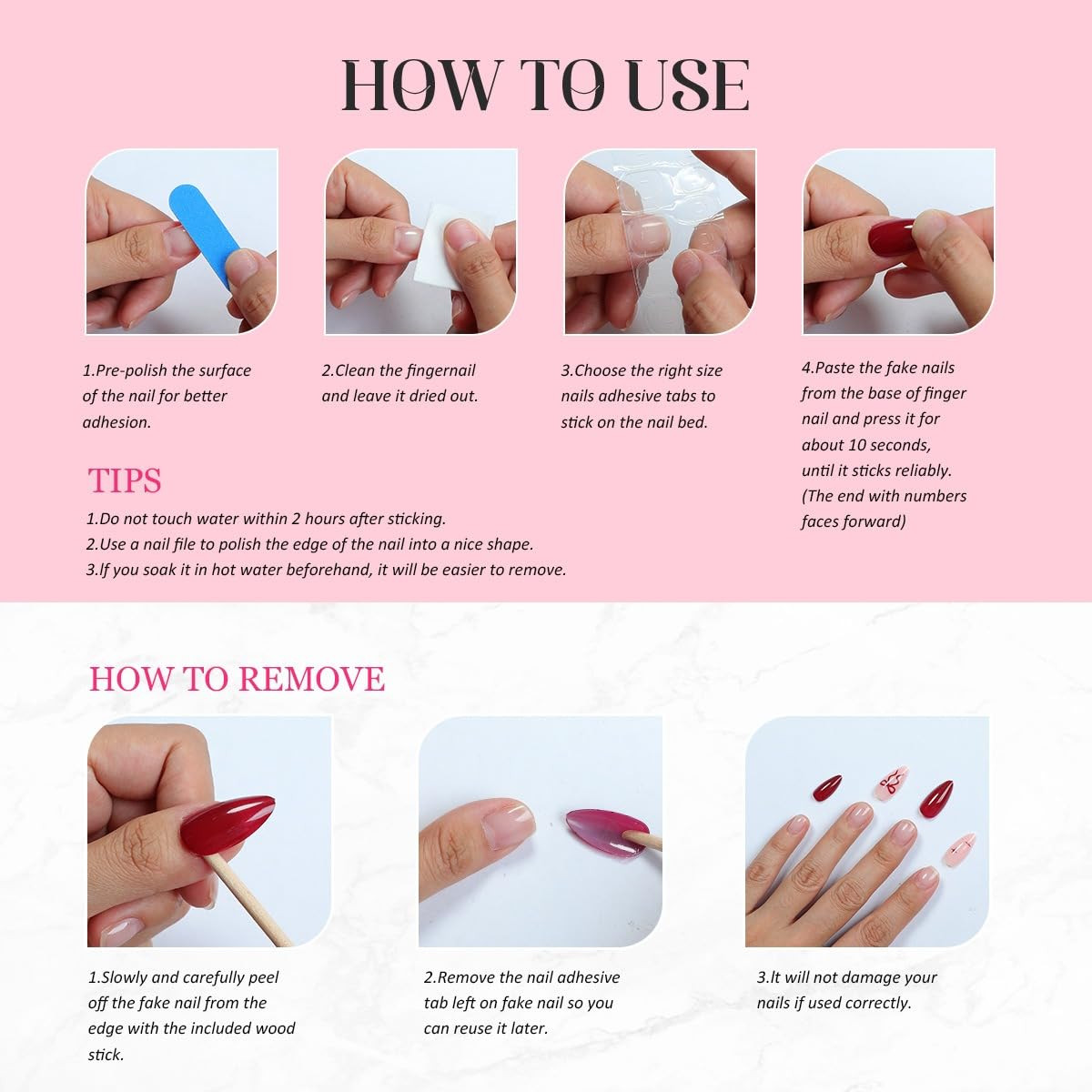Luxury Handmade Press on Nails 3D Unique Flower Fake Nails Pink French Tip False