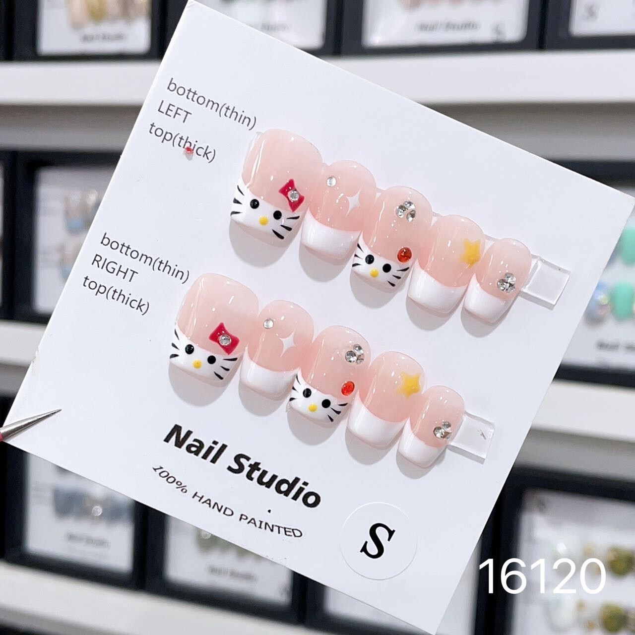 Handmade press on nails easy to put on & off reusable +5 pieces nail stickers.