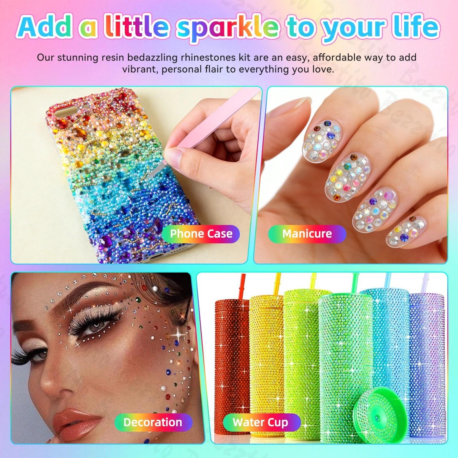 32000Pcs Resin Rhinestones Kits with Tools for Bedazzling, Colors 3MM Flatbac…