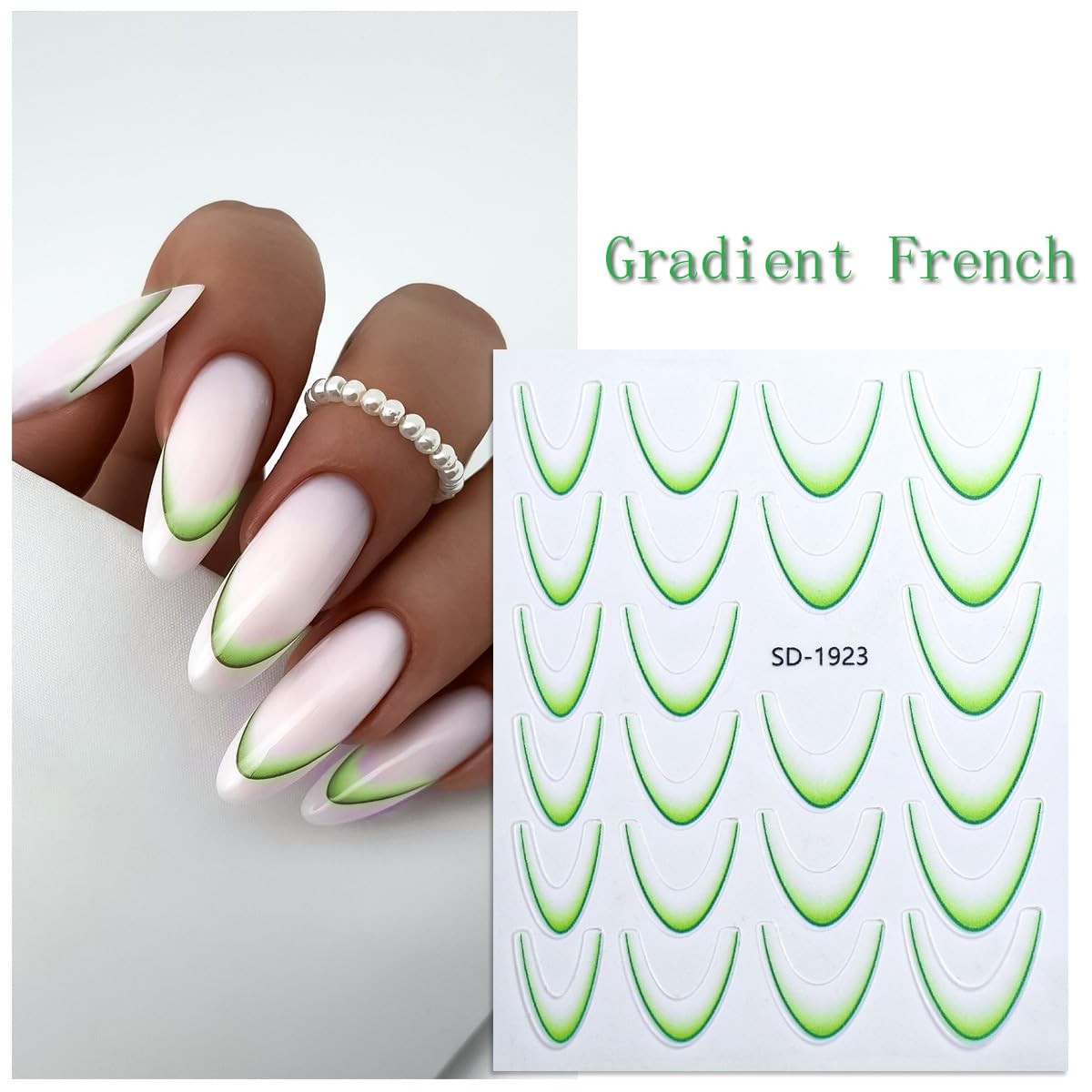 12Sheets Gradient French Line Nail Stickers, Colorful Stripes Line Transfer D…