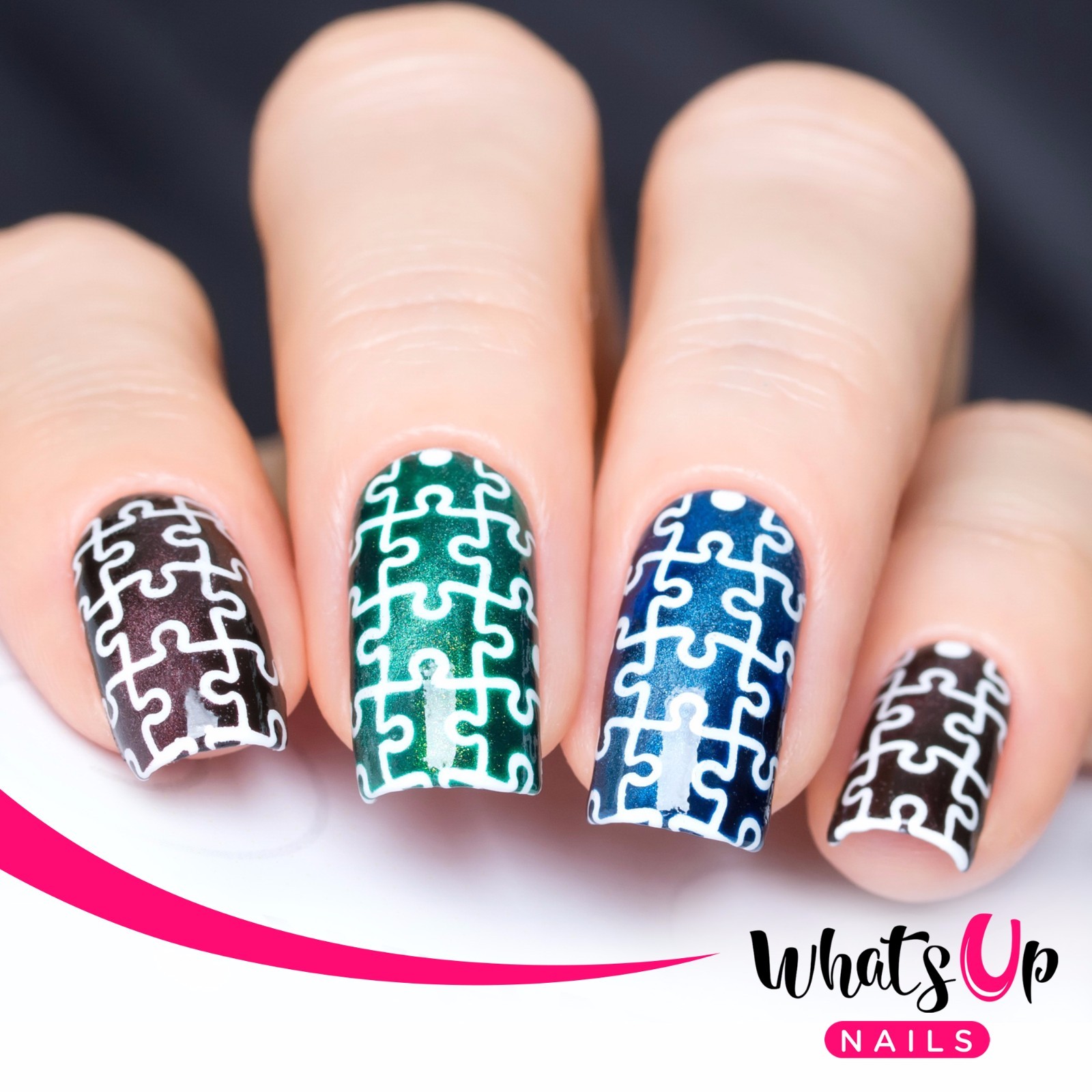 Whats Up Nails Puzzle Stencils for Nails, Autism Month Nail Stickers